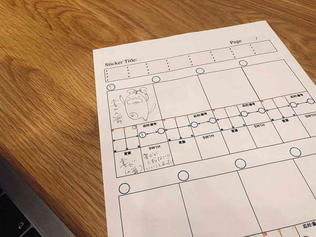 ラインスタンプ の下書きを書いたサンプル画像