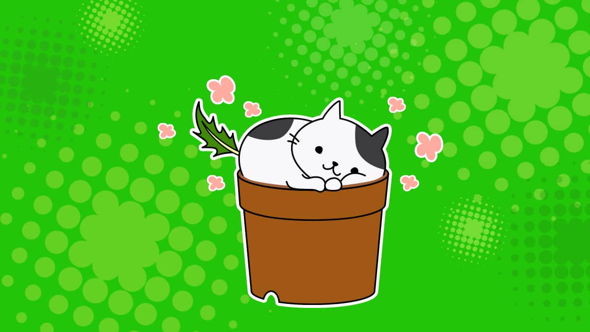 鉢の上でくつろぐ猫のオリジナルキャラクター