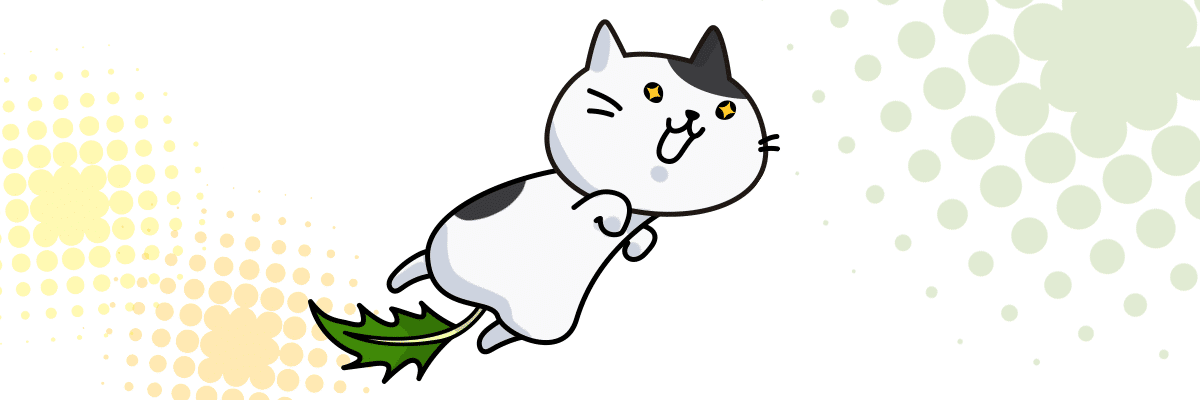 気付きを発見して喜んでいる猫のLINEスタンプキャラクターのみずにゃ