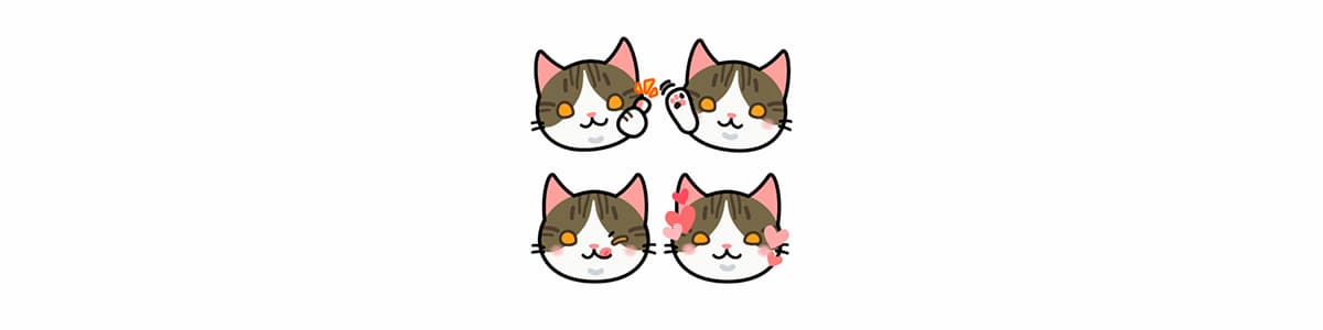 キジ白柄をしている名前はカルメのねこねこ絵文字