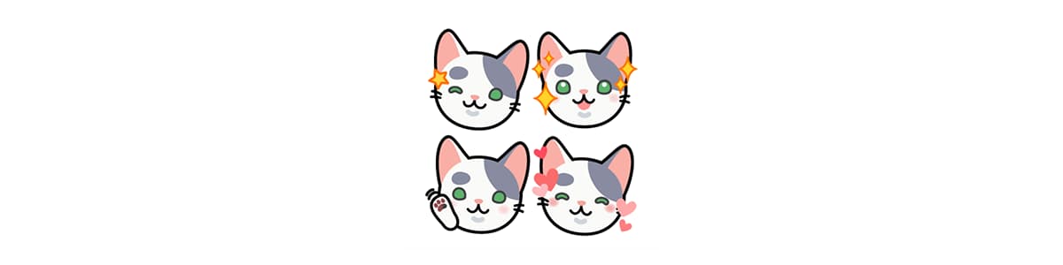 灰白ぶち ふぶき ねこねこ絵文字