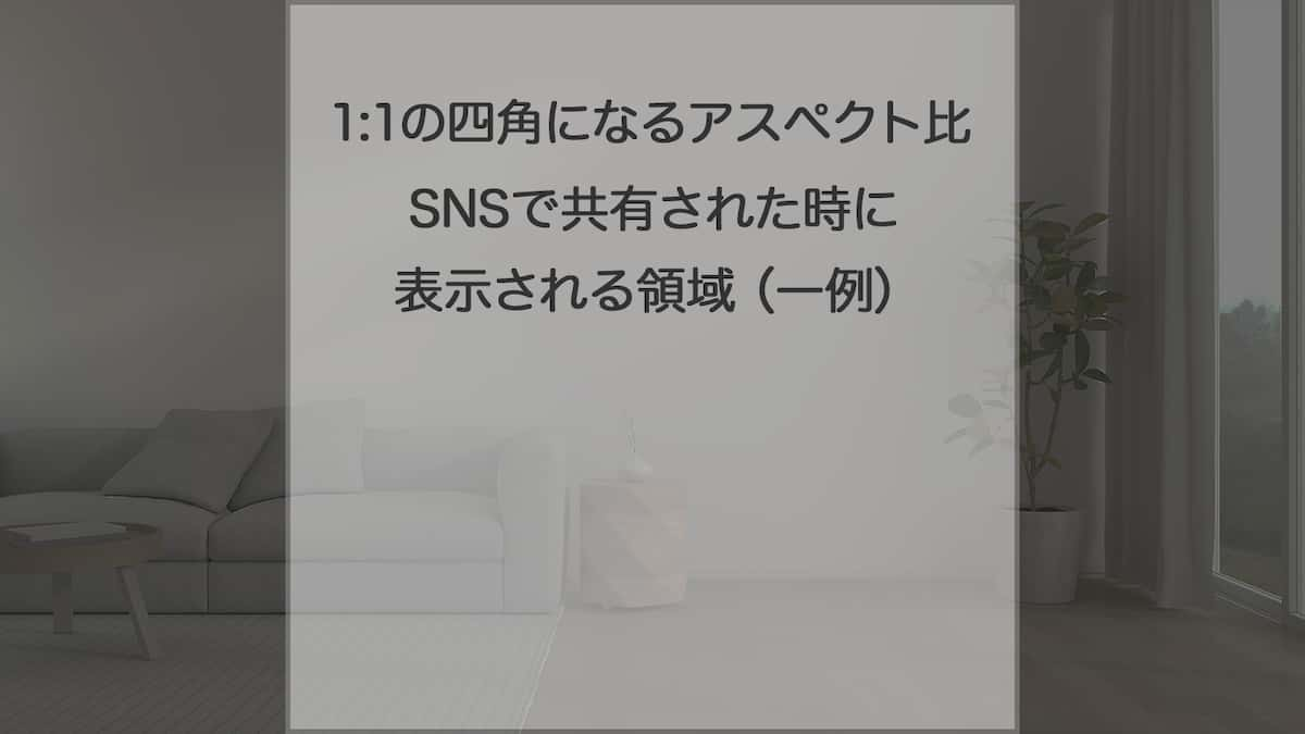 SNSで共有された時に表示される領域（一例）1:1の四角になるアスペクト比の画像参考例