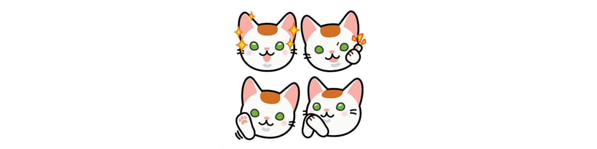 茶白ぶち まめぱん ねこねこ絵文字